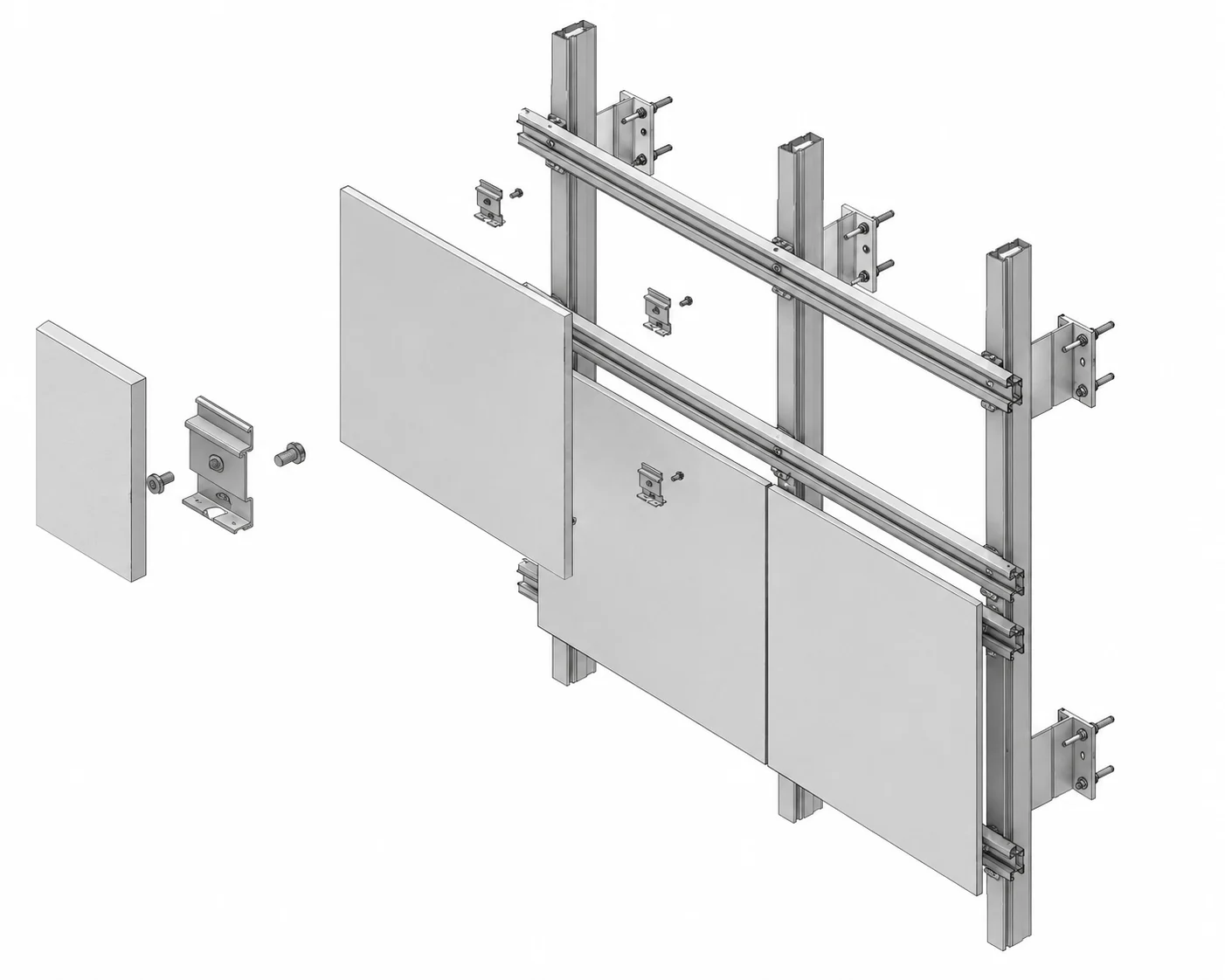Ventilated Facade Systems - Ventilated Cladding Systems UAE 2 Detailed custom architectural diagram showing the cross-section of a MIR Green Buildings ventilated curtain wall system